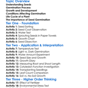 Seed Germination And Growth Worksheet Activity Booklet