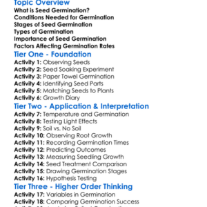 Seed Germination Worksheet Activity Booklet