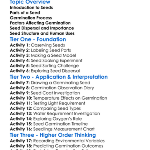 Seed Structure And Germination Worksheet Activity Booklet