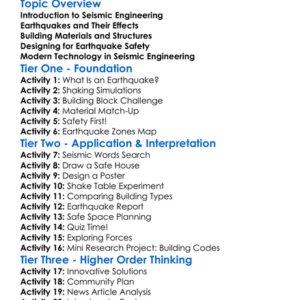 Seismic Engineering Basics Worksheet Activity Booklet