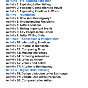 Selected Letters Ernest Hemingway Worksheet Activity Booklet