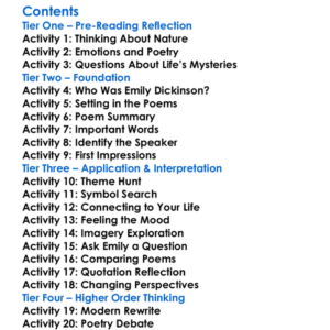 Selected Poems Of Emily Dickinson Emily Dickinson Worksheet Activity Booklet