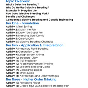 Selective Breeding Worksheet Activity Booklet