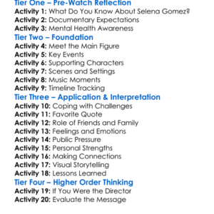 Selena Gomez My Mind  Me 2022 Worksheet Activity Booklet
