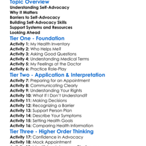 Self-Advocacy In Health Care Worksheet Activity Booklet