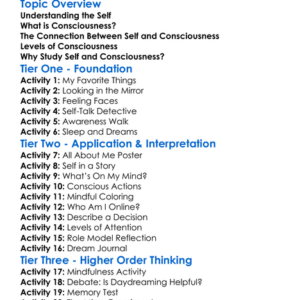 Self And Consciousness Worksheet Activity Booklet