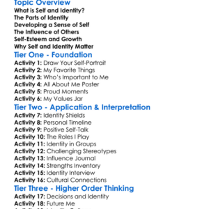 Self And Identity Worksheet Activity Booklet