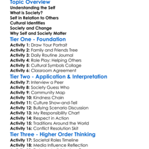 Self And Society Worksheet Activity Booklet