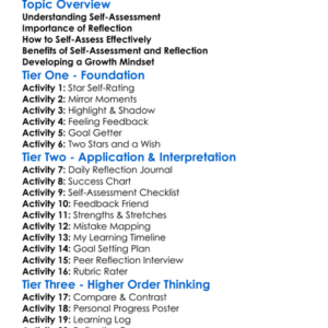 Self-Assessment And Reflection Worksheet Activity Booklet