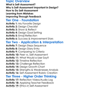 Self-Assessment In Design Worksheet Activity Booklet