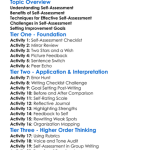 Self-Assessment In Writing Worksheet Activity Booklet