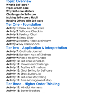 Self-Care Practices Worksheet Activity Booklet