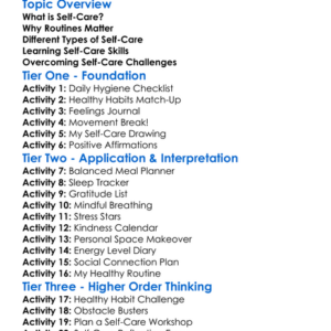 Self-Care Routines Worksheet Activity Booklet