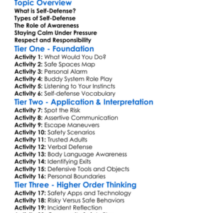 Self-Defense Strategies Worksheet Activity Booklet