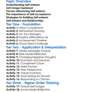 Self-Esteem And Self-Image Worksheet Activity Booklet