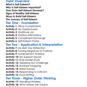 Self-Esteem Building Worksheet Activity Booklet