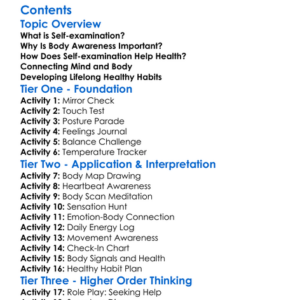 Self-Examination And Body Awareness Worksheet Activity Booklet