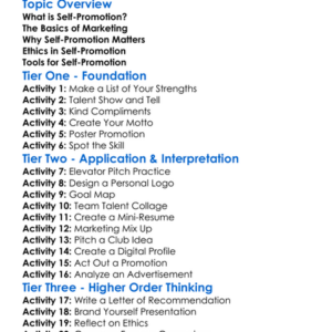 Self-Promotion And Marketing Worksheet Activity Booklet