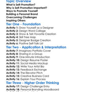 Self-Promotion For Designers Worksheet Activity Booklet