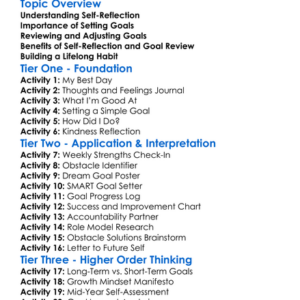Self-Reflection And Goal Review Worksheet Activity Booklet