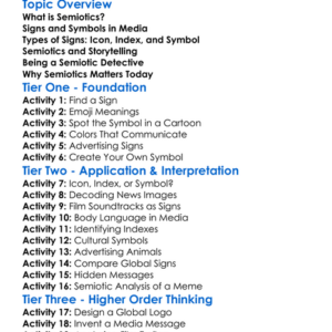 Semiotics In Media Worksheet Activity Booklet