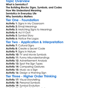 Semiotics Worksheet Activity Booklet