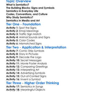 Semiotics Worksheet Activity Booklet