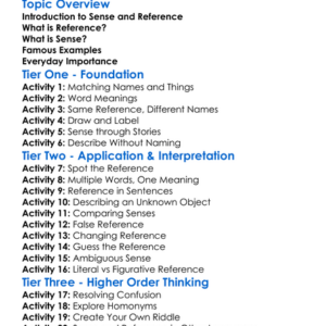 Sense And Reference Worksheet Activity Booklet