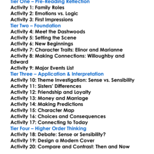 Sense And Sensibility Jane Austen Worksheet Activity Booklet