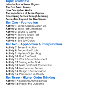 Sense Organs And Perception Worksheet Activity Booklet