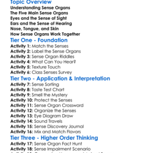 Sense Organs Worksheet Activity Booklet