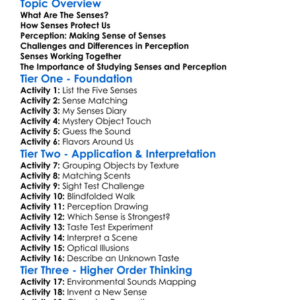 Senses And Perception Worksheet Activity Booklet