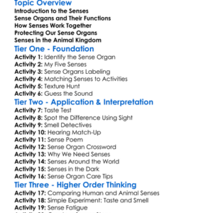 Senses And Sense Organs Worksheet Activity Booklet