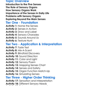 Senses And Sensory Organs Worksheet Activity Booklet