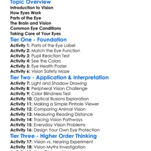 Senses Vision Worksheet Activity Booklet