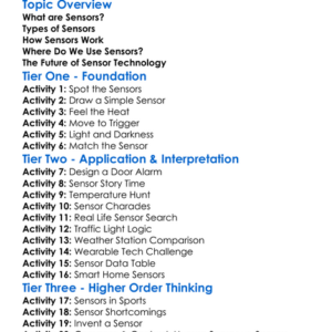 Sensor Technology Worksheet Activity Booklet
