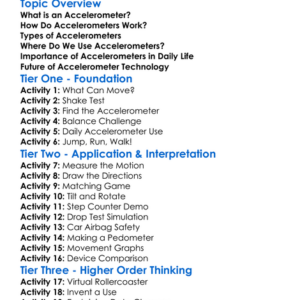 Sensors Accelerometer Worksheet Activity Booklet