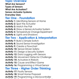 Sensors And Actuators Worksheet Activity Booklet