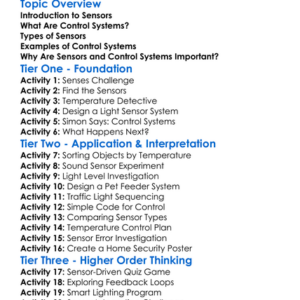 Sensors And Control Systems Worksheet Activity Booklet