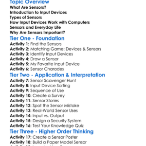 Sensors And Input Devices Worksheet Activity Booklet