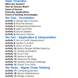 Sensors And Sensing Technologies Worksheet Activity Booklet
