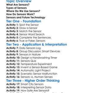 Sensors And Their Applications Worksheet Activity Booklet