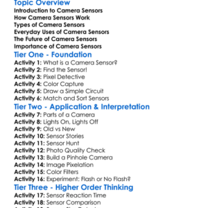 Sensors Camera Worksheet Activity Booklet
