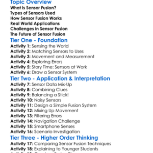 Sensors Fusion Techniques Worksheet Activity Booklet