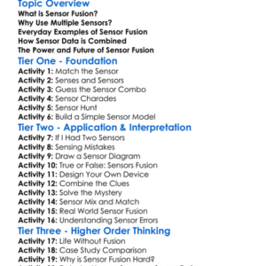 Sensors Fusion Worksheet Activity Booklet
