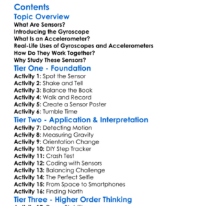 Sensors Gyroscope And Accelerometer Worksheet Activity Booklet