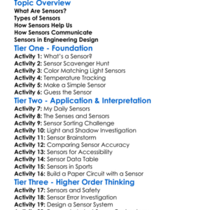 Sensors In Engineering Worksheet Activity Booklet
