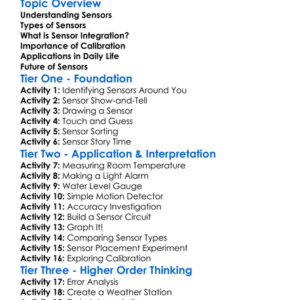 Sensors Integration And Calibration Worksheet Activity Booklet