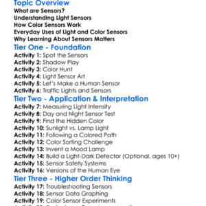 Sensors Light And Color Worksheet Activity Booklet