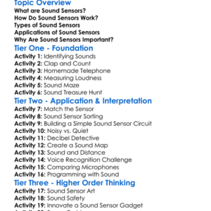 Sensors Sound Worksheet Activity Booklet